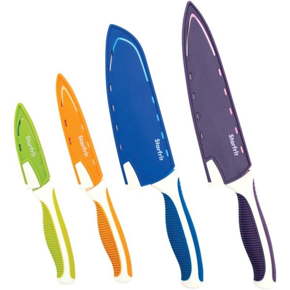 Starfrit 093887-006-NEW1 Set of 4 Knives with Integrated Sharpening Sheaths - GadgetSourceUSA