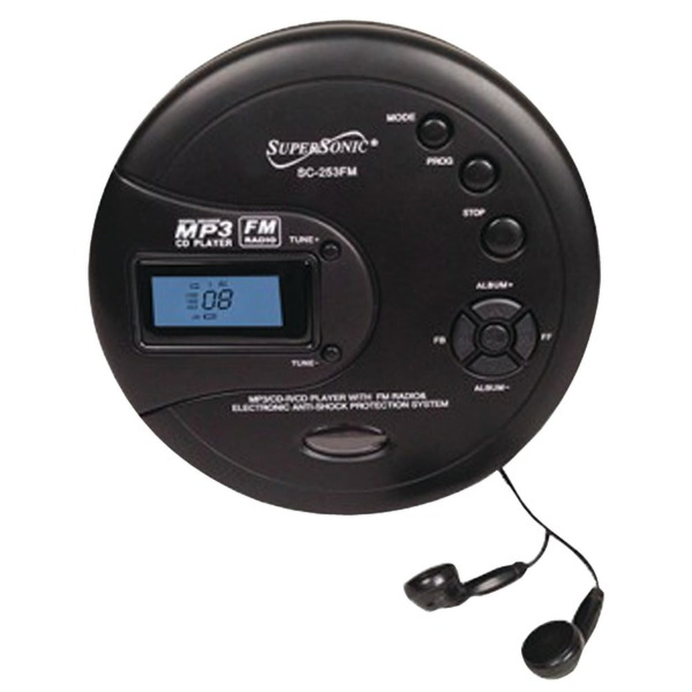 Supersonic SC-253FM Personal MP3/CD Player with FM Radio - GadgetSourceUSA