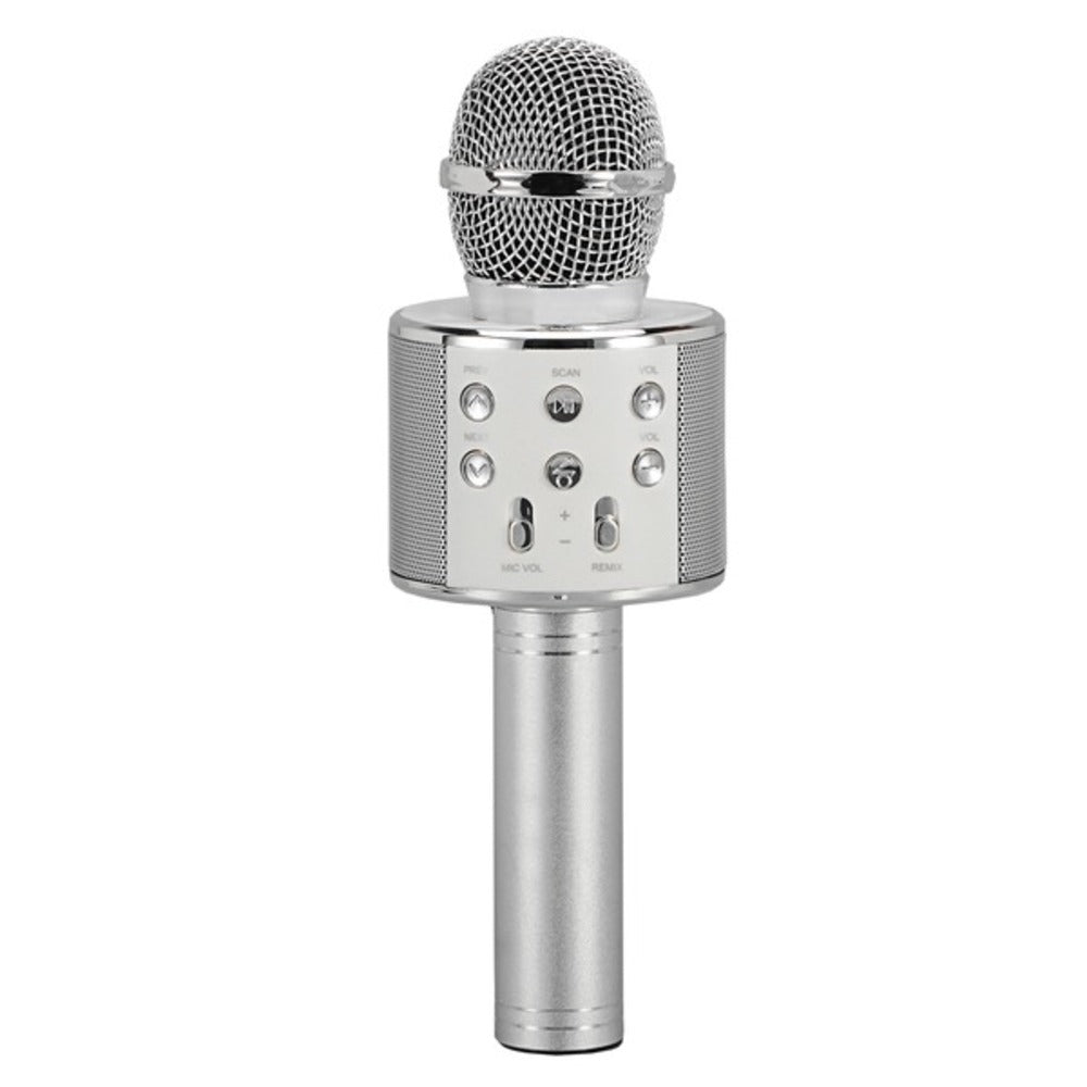 Supersonic SC-904BTK- Silver Wireless Bluetooth Microphone with Built-in Hi-Fi Speaker (Silver) - GadgetSourceUSA