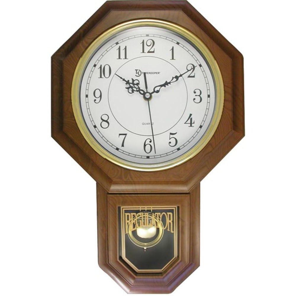 Timekeeper 180WAGM Essex 18.75" Modern Pendulum Wall Clock (Faux Wood) - GadgetSourceUSA