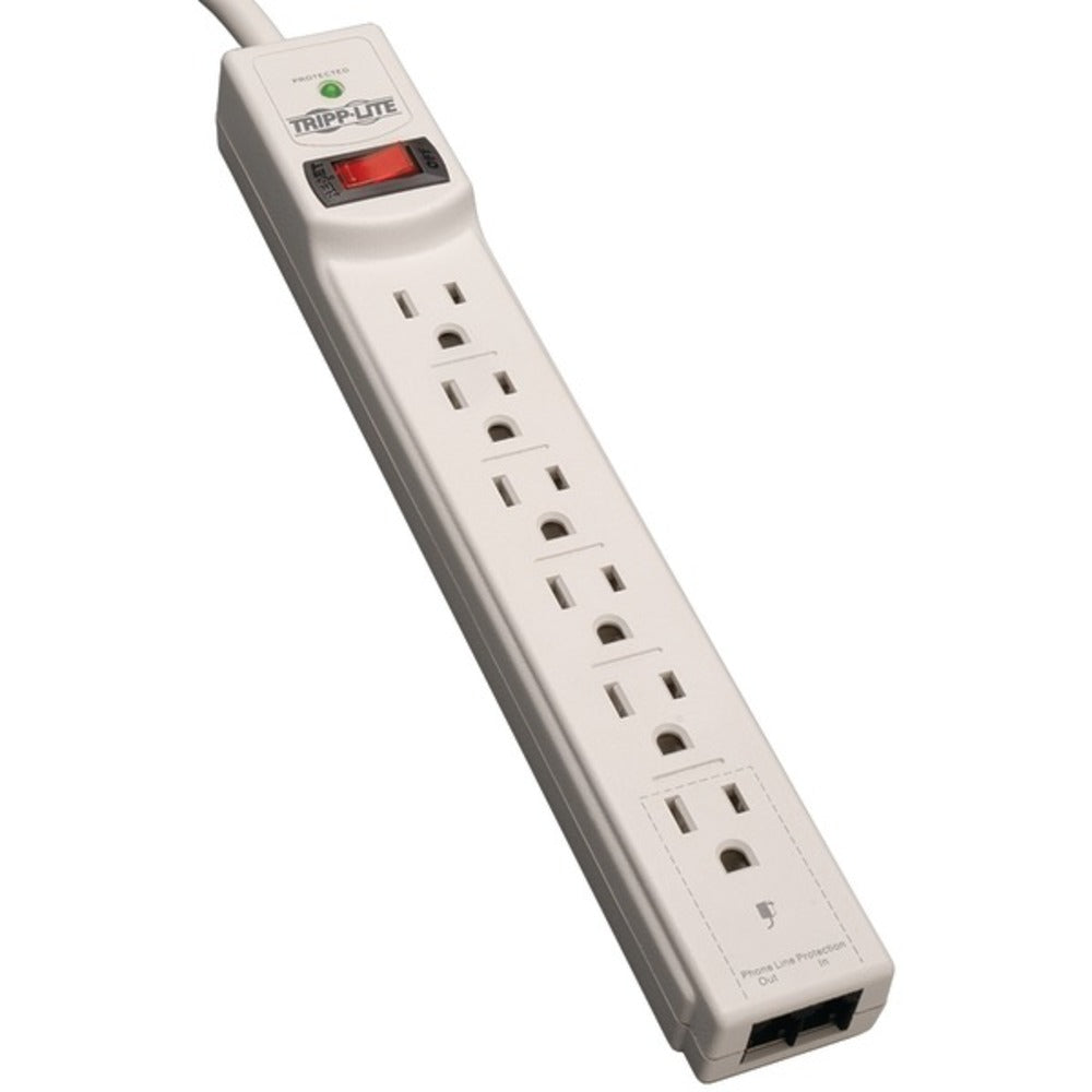 Tripp Lite TLP604TEL Protect It! 6-Outlet Surge Protector (Telephone and DSL Protection, 4ft Cord) - GadgetSourceUSA
