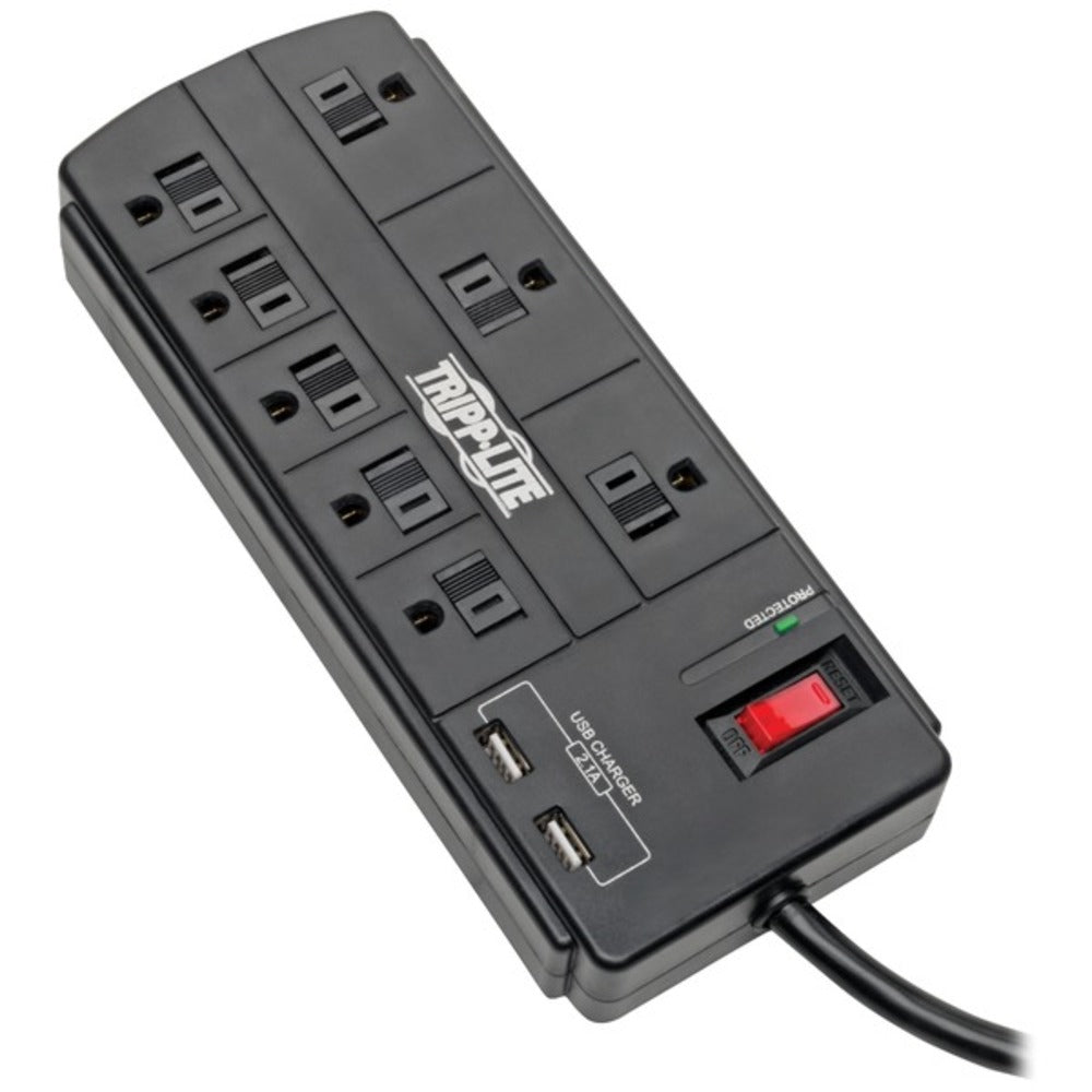 Tripp Lite TLP88USBB Protect It! 8-Outlet Surge Protector with 2 USB Ports, 8ft Cord (Without Telephone/Modem) - GadgetSourceUSA