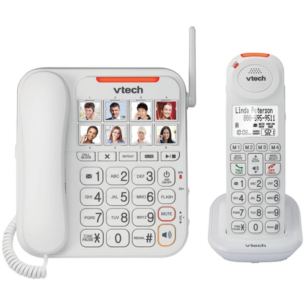 VTech VTSN5147 Amplified Corded/Cordless Answering System with Big Buttons and Display - GadgetSourceUSA