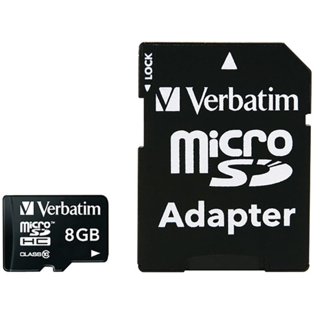 Verbatim 44081 microSDHC Card with Adapter (8GB; Class 10) - GadgetSourceUSA