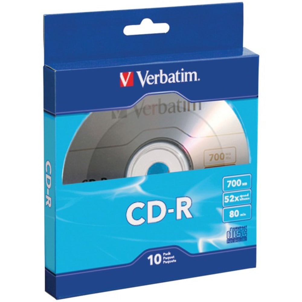 Verbatim 97955 700MB 80-Minute CD-Rs with Branded Surface, 10 pk - GadgetSourceUSA