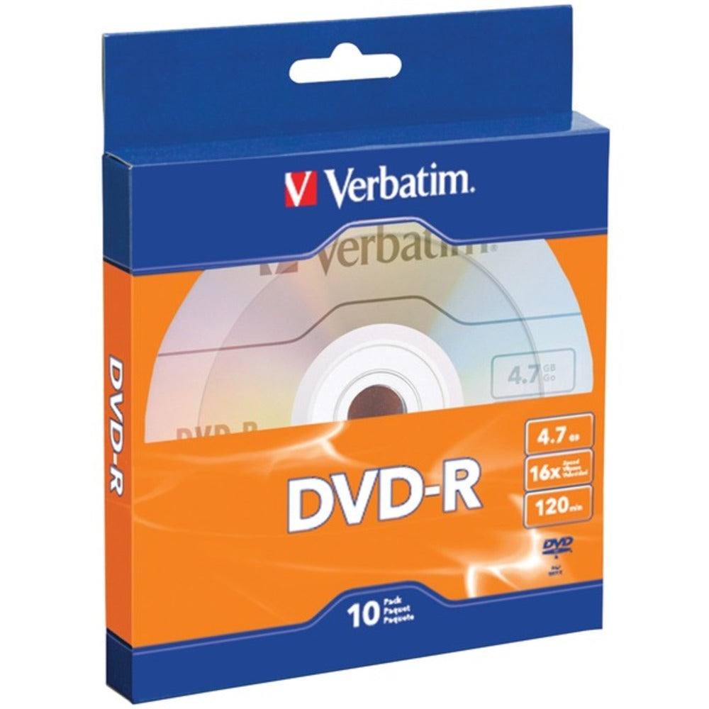 Verbatim 97957 4.7GB 120-Minute 16x DVD-Rs with Branded Surface, 10 pk - GadgetSourceUSA