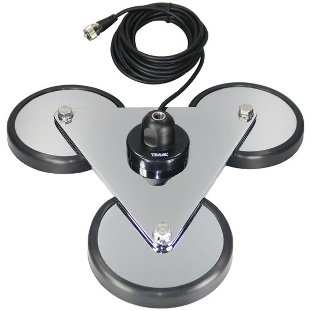 Tram 2692 5-Inch Tri-Magnet CB Antenna Mount with Rubber Boots and 18-Foot RG58A/U Coaxial Cable - GadgetSourceUSA