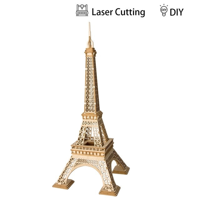 Puzzle | DIY 3D Wooden Building Puzzle | Kids Adult Model Kits| Owl/ Eiffel Tower/ Merry Go Round/ Vintage Camera | 3D Puzzle - GadgetSourceUSA
