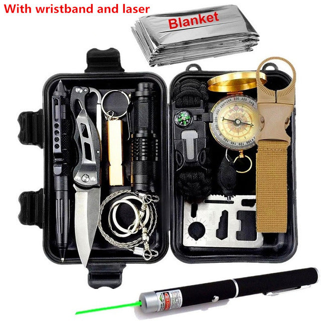 Survival kit set military outdoor travel mini camping tools aid kit emergency multifunct survive Wristband whistle blanket knife|Safety & Survival - GadgetSourceUSA